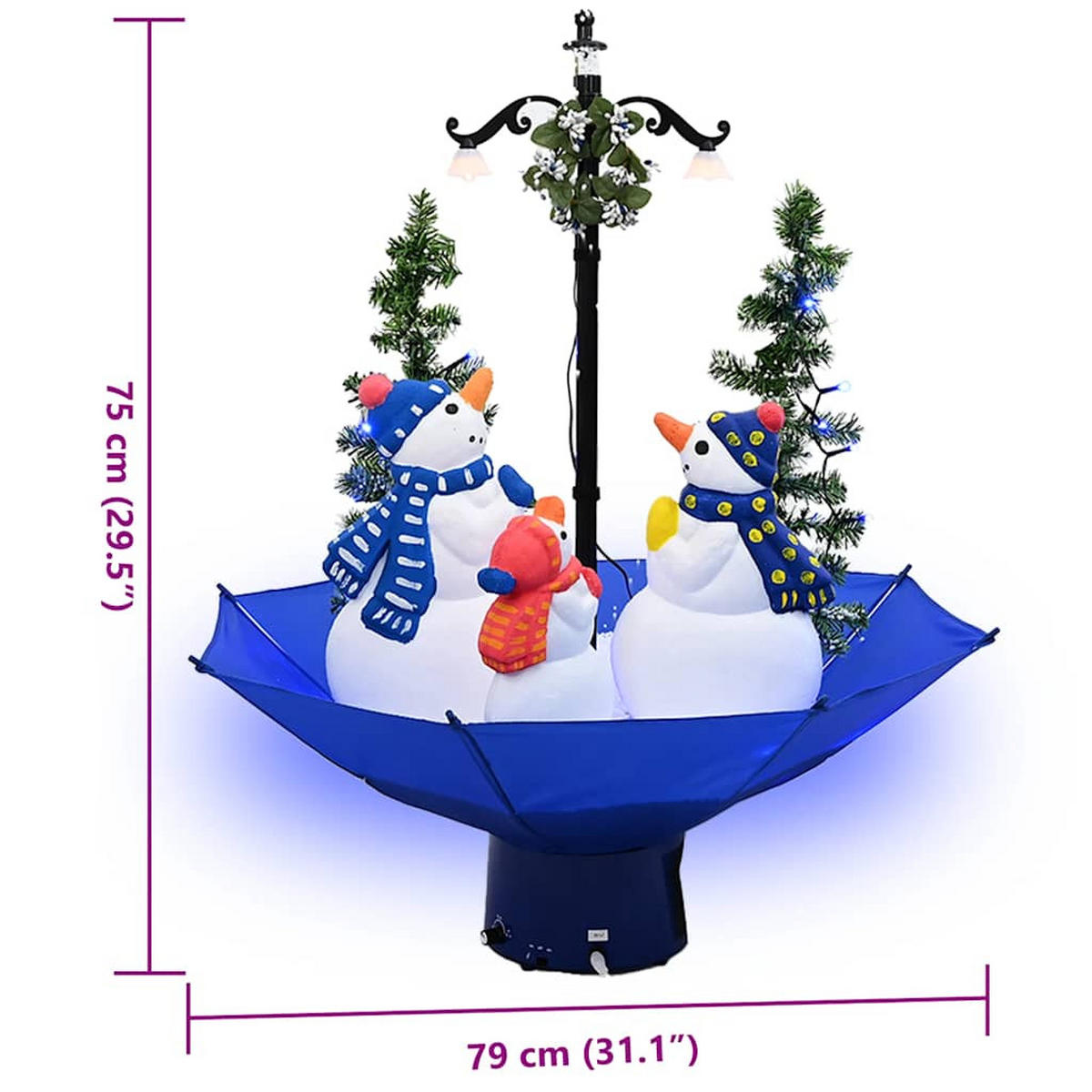 WEIHNACHTSBAUM Mit Schnee Und Schirm-Fuss Blau 75 Cm Pvc - Blau, Kunststoff (75cm) - vidaXL