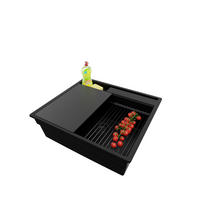 SPÜLBECKEN Oslo Pocket, 2-er set Alles Schwarz 58/53 cm 1 Becken + Ablauf-Set + Küchenzubehörset ab 60er Unterschrank - Schwarz, Kunststoff (58/20/53cm) - Primagran