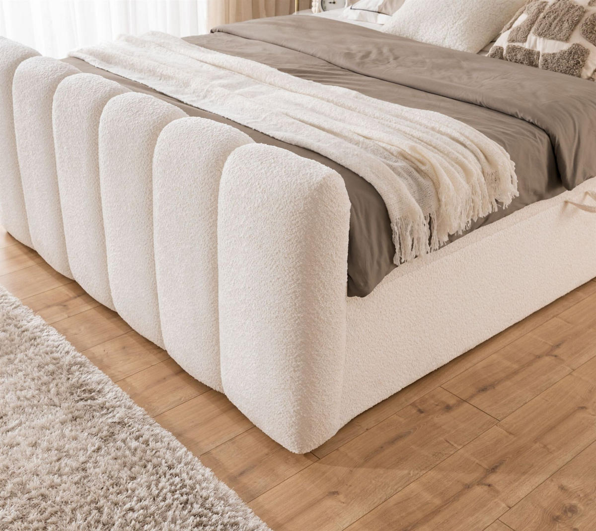 BOXBETT Denis Premium - Hellgrau, Holzwerkstoff/Textil (160/200cm) - Fun Möbel