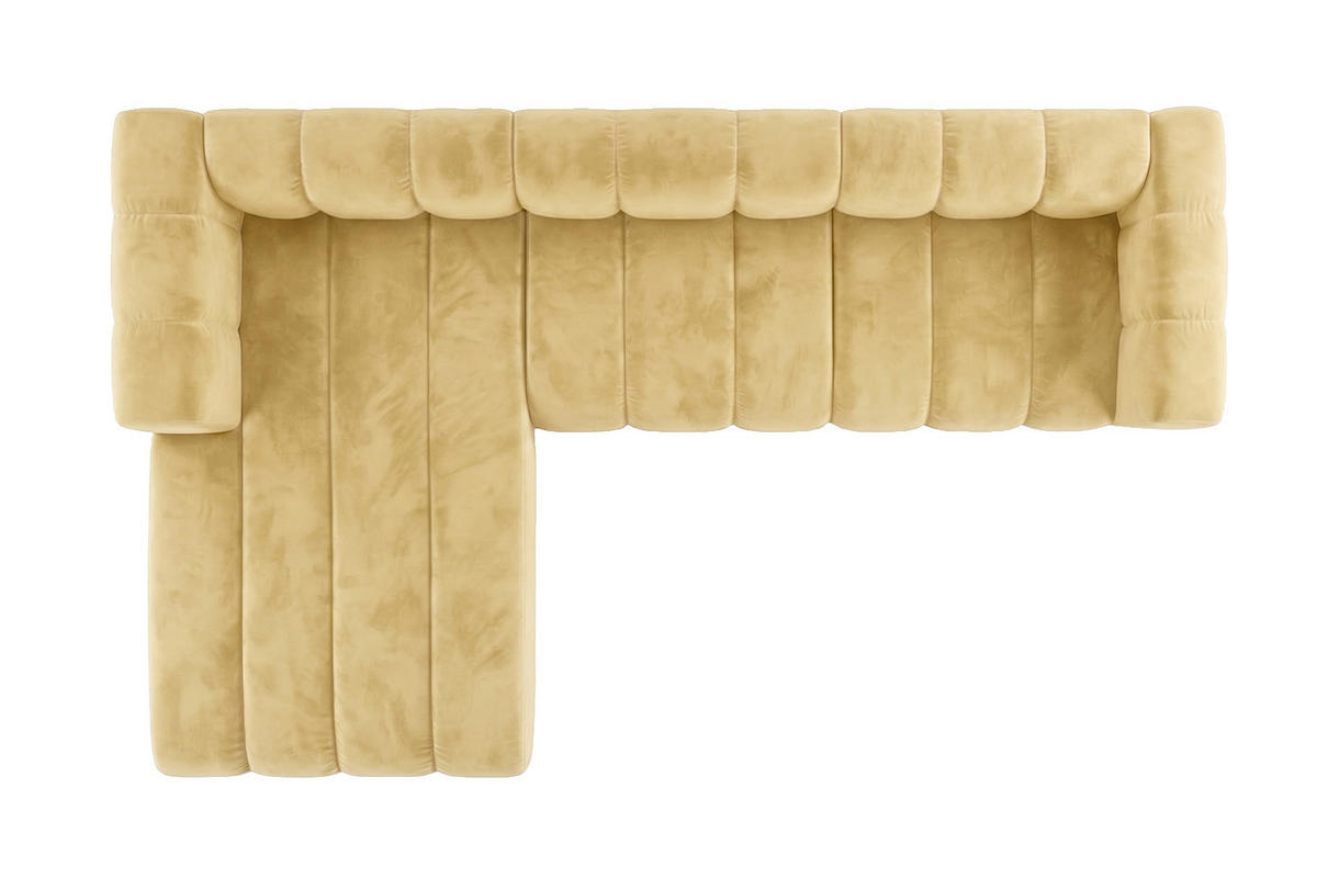 ECKSOFA Modulares In L-Form, Velvet-Stoff Riviera, Buttergelb, Links, GRAND 318 cm - Hellgelb, Holz (318/179cm) - Kaiser Möbel
