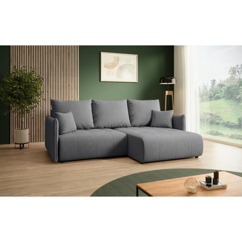 ECKSCHLAFSOFA Henry Mini grau rechts - Schwarz/Grau, Kunststoff/Textil (221/153cm) - Beautysofa