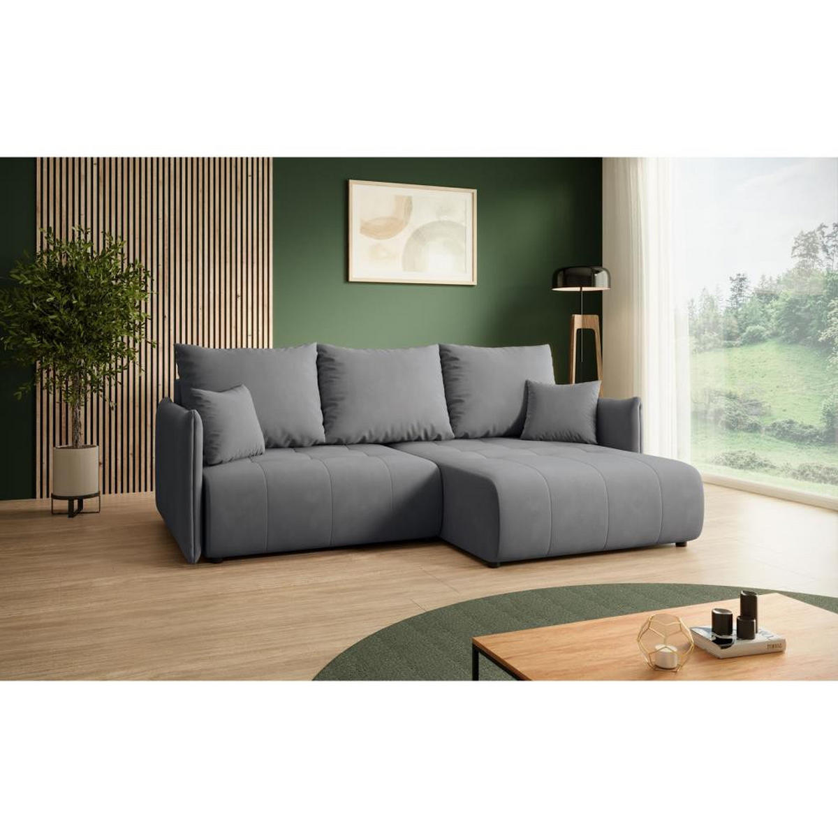 ECKSCHLAFSOFA Henry Mini grau rechts - Schwarz/Grau, Kunststoff/Textil (221/153cm) - Beautysofa