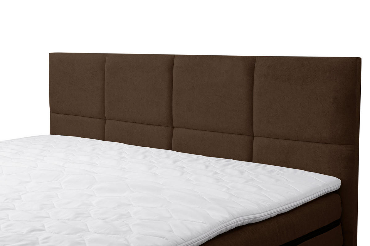 BOXSPRINGBETT Kansas, Polsterbett Maße: 180x200 cm, Farbe: Braun, Velourstoff, Doppelbett mit Bonell-Matratze H3 inkl. Topper - Braun, Holz/Kunststoff (180/200cm) - VENASI MÖBEL