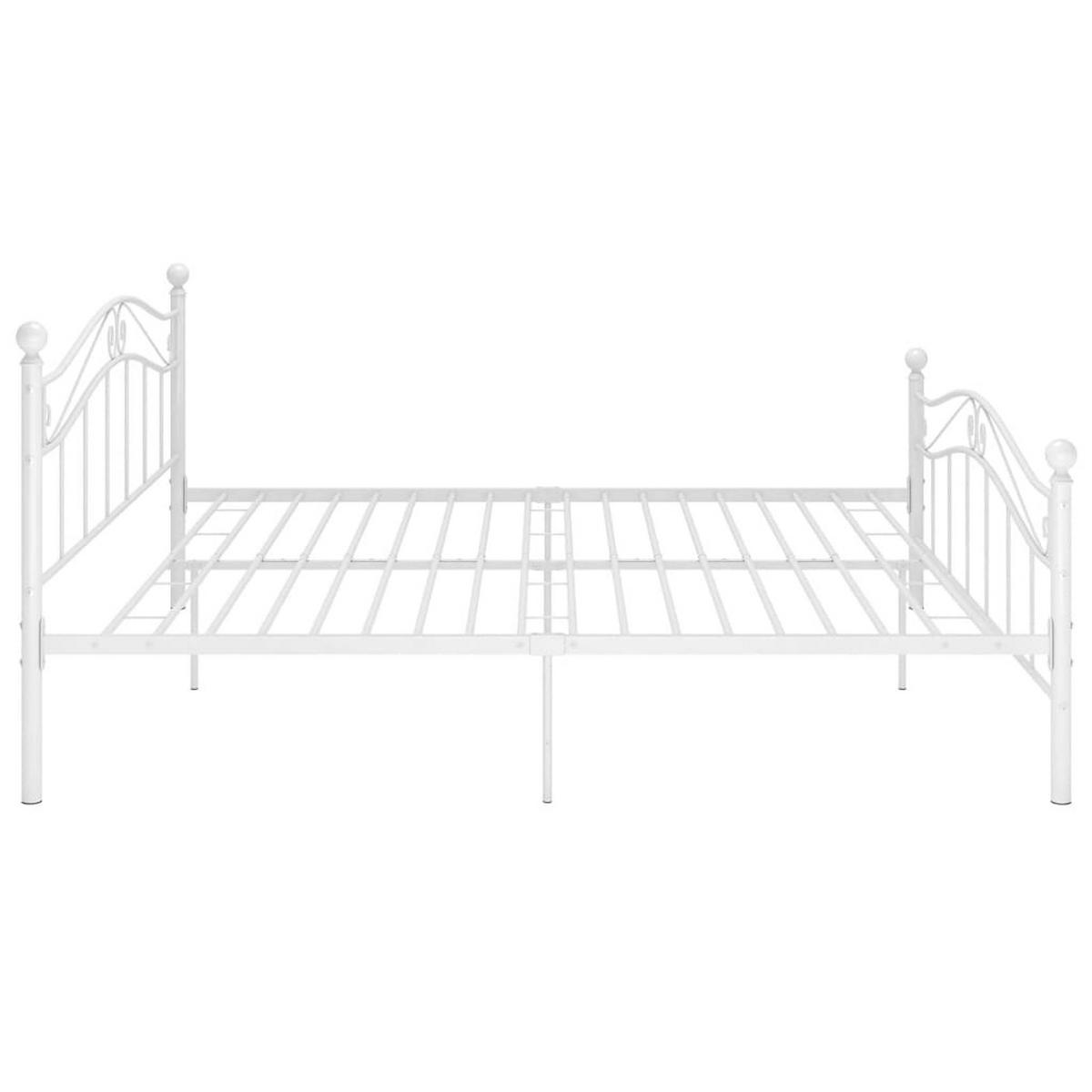 BETT Weiß Metall 140x200 cm - Weiß, Metall - furnicato