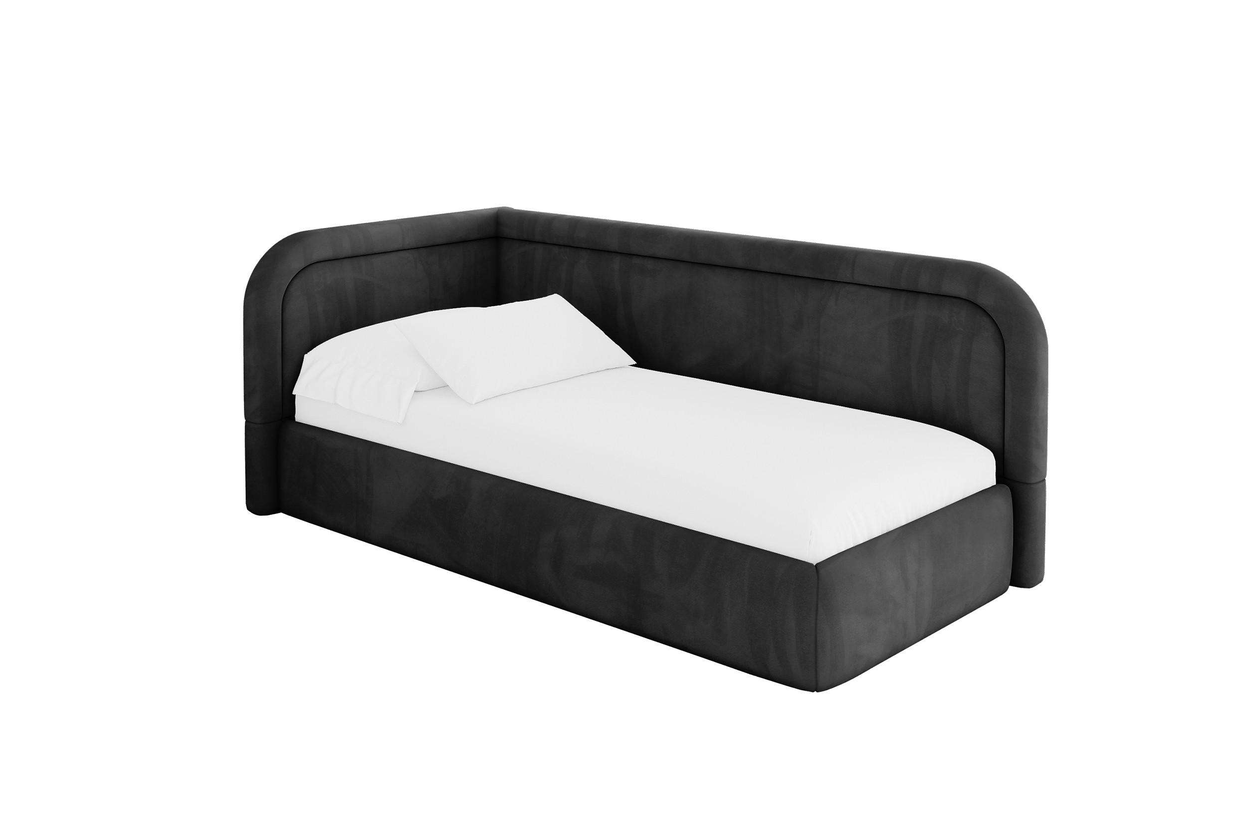 ALTDECOR JEDNOLŮŽKOVÁ POSTEL pro mládež s úložným prostorem a matrací H3/H4, vpravo - JOVY 100x200 černá
