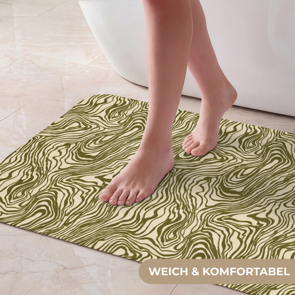 KOUPELNOVÁ PŘEDLOŽKA Abstraktní - Mramor - Zelený 80x50 cm - tmavě zelená, textil/plast (80/50cm)