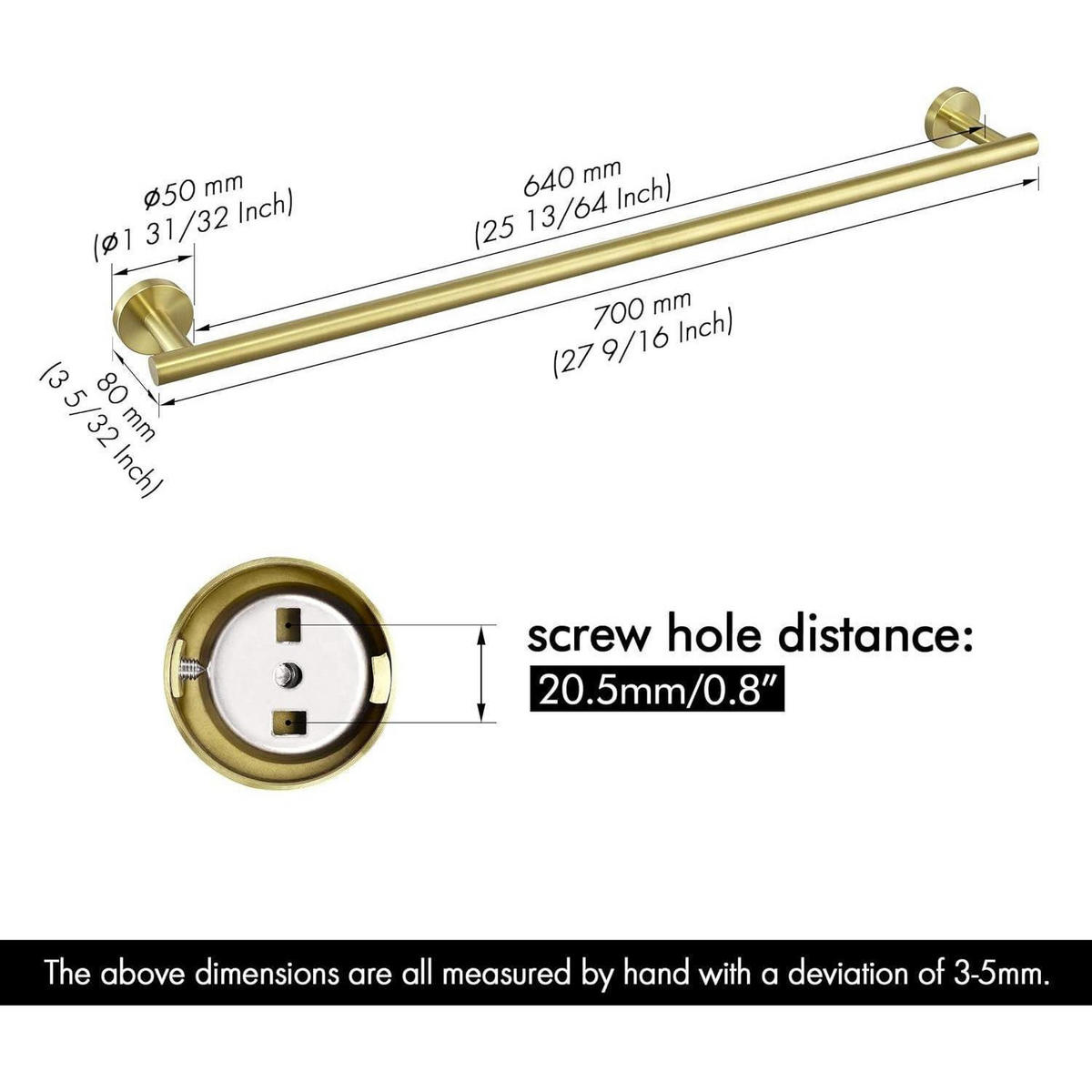 HANDTUCHSTANGE Edelstahl gebürstet Gold 70 cm - Goldfarben, Metall (8.1/5/70.6cm)