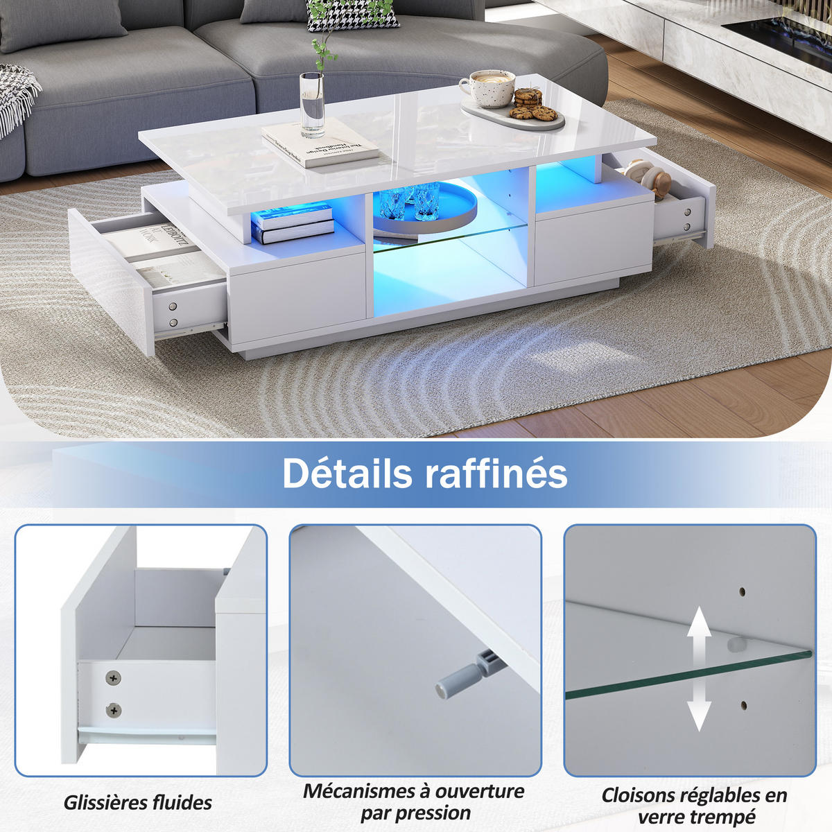 COUCHTISCH Weiß - Weiß, Holzwerkstoff (100/50/36cm)