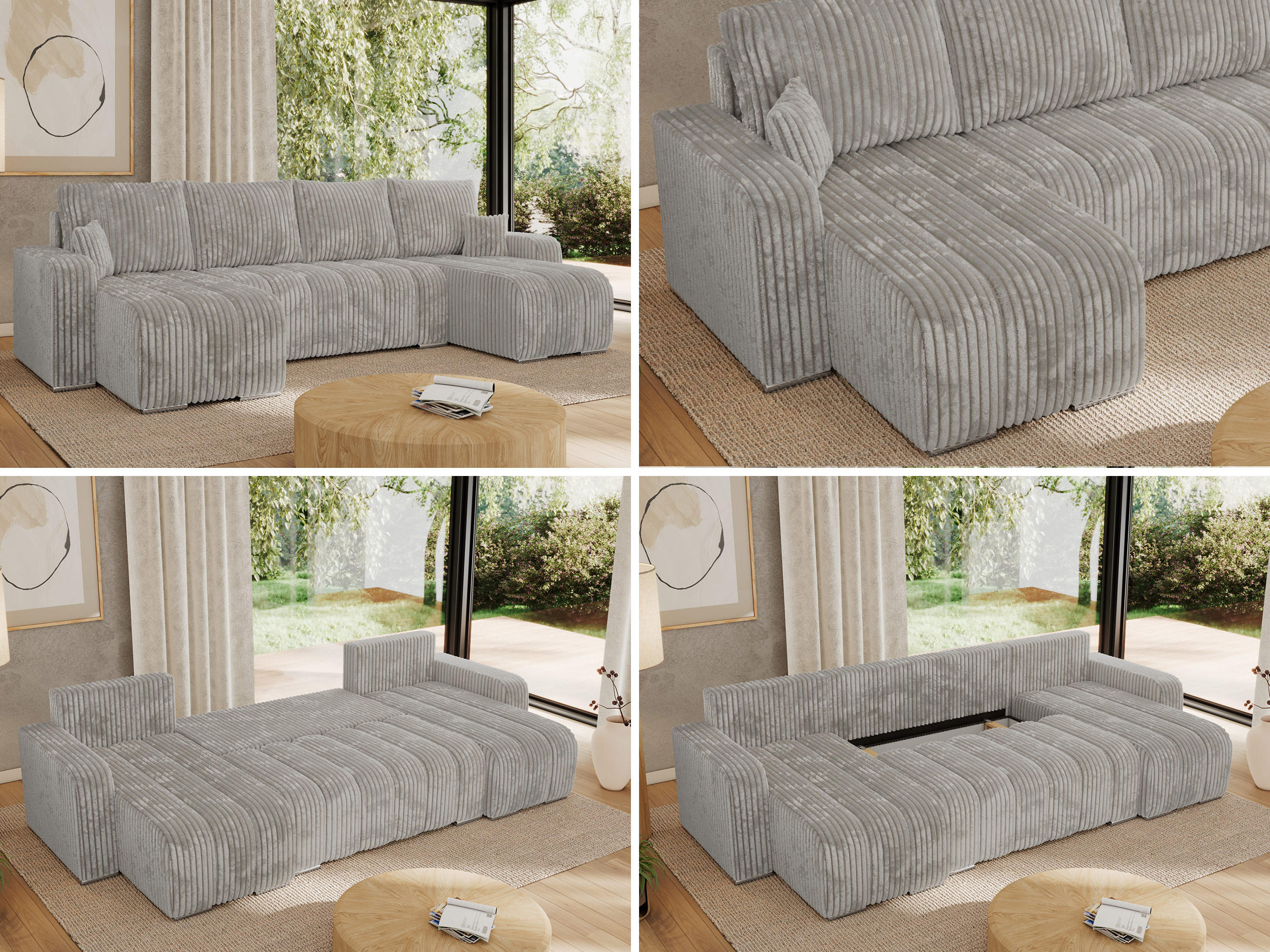 Thumbnail - MKS Wohnlandschaft, Hellgrau, Textil, 5-Sitzer, U-Form, 320x86x147 cm, Wohnzimmer, Sofas & Couches, Wohnlandschaften, Wo...