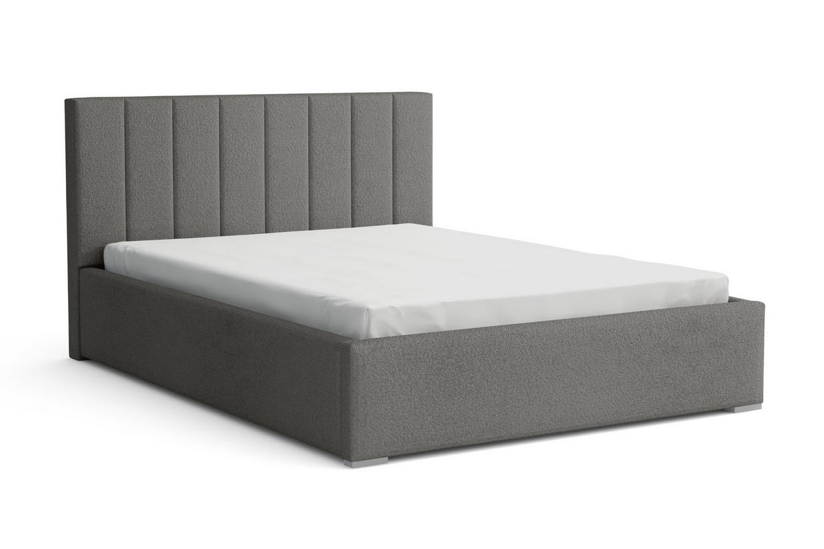 POLSTERBETT VENICE 140/200 in Boucle Grau - Grau, Holz/Holzwerkstoff (140/200cm) - Deine Möbel 24