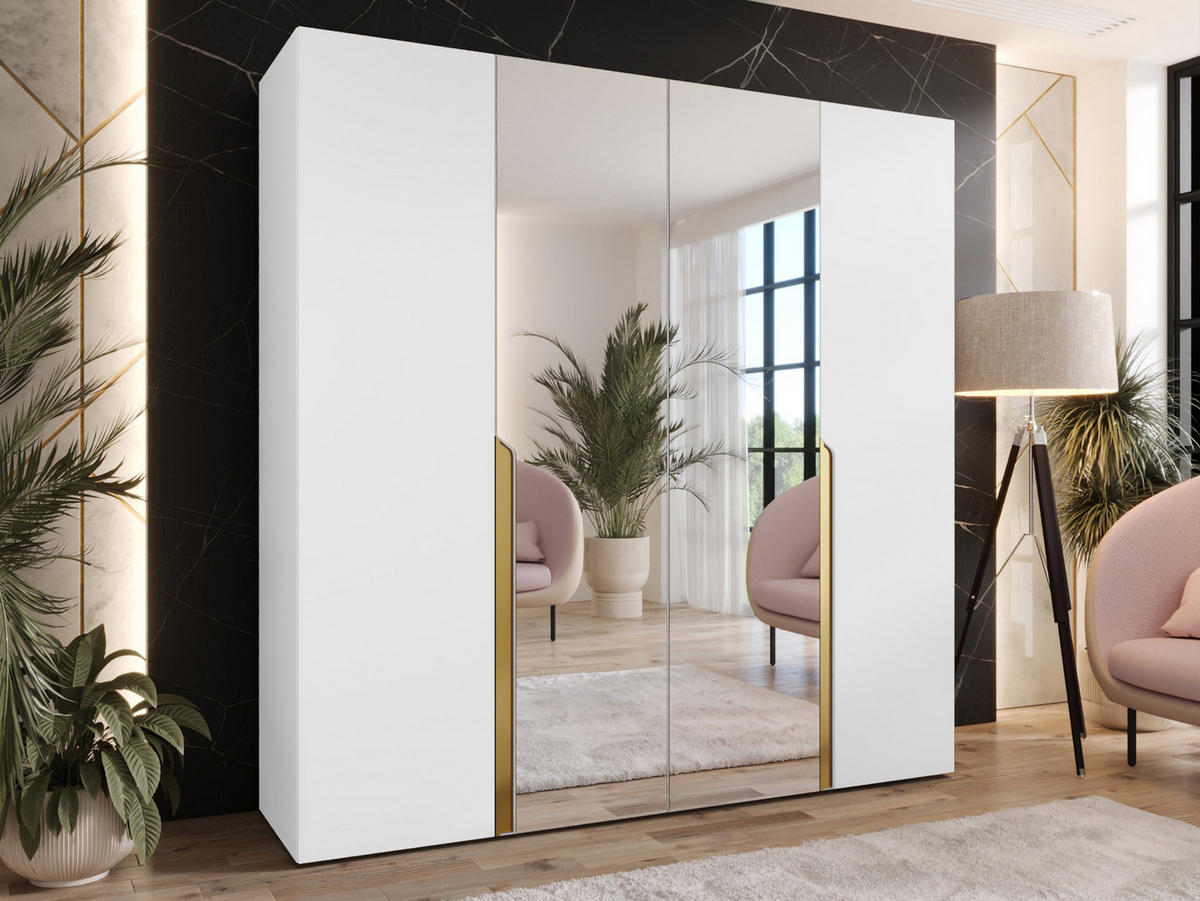 DREHTÜRENSCHRANK Mila II 200 - Goldfarben/Schwarz, Holzwerkstoff/Kunststoff (200/202/52cm) - MIRJAN24