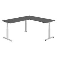 ECKSCHREIBTISCH elektrisch höhenverstellbar L-Form 240/200/74 cm in Graphitfarben/Silberfarben - Silberfarben/Graphitfarben, Holzwerkstoff (240/200/74cm) - bümö
