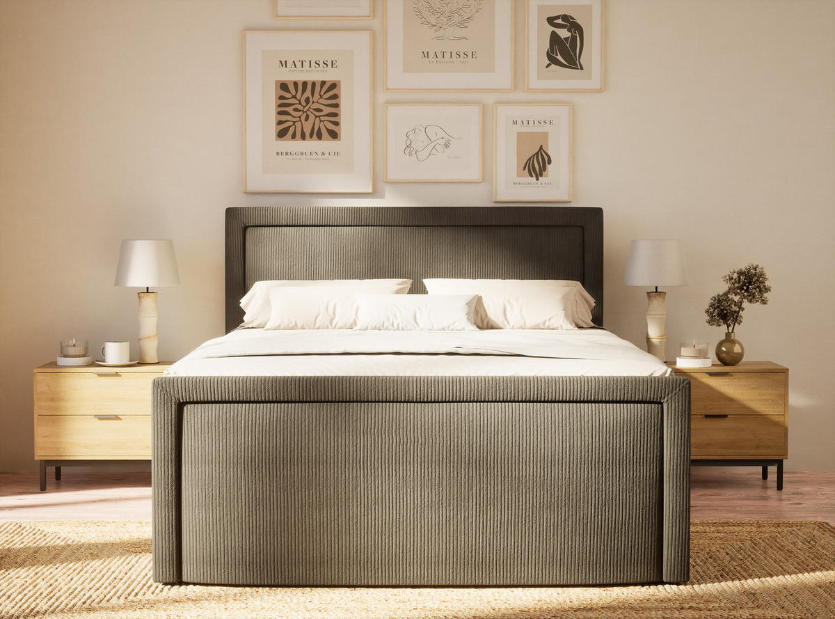 BOXSPRINGBETT Fresco 180/200 cm, in Graphit, Bettkasten, Matratze, Topper - Schwarz/Graphitfarben, Holz/Holzwerkstoff (180/200cm) - Maison de Reve