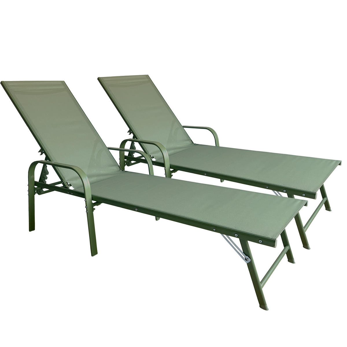 SONNENLIEGEN Sardinia Salbeigrün 2er-Set - Grün, Kunststoff (60.5/87.5/192.5cm) - Happy Garden