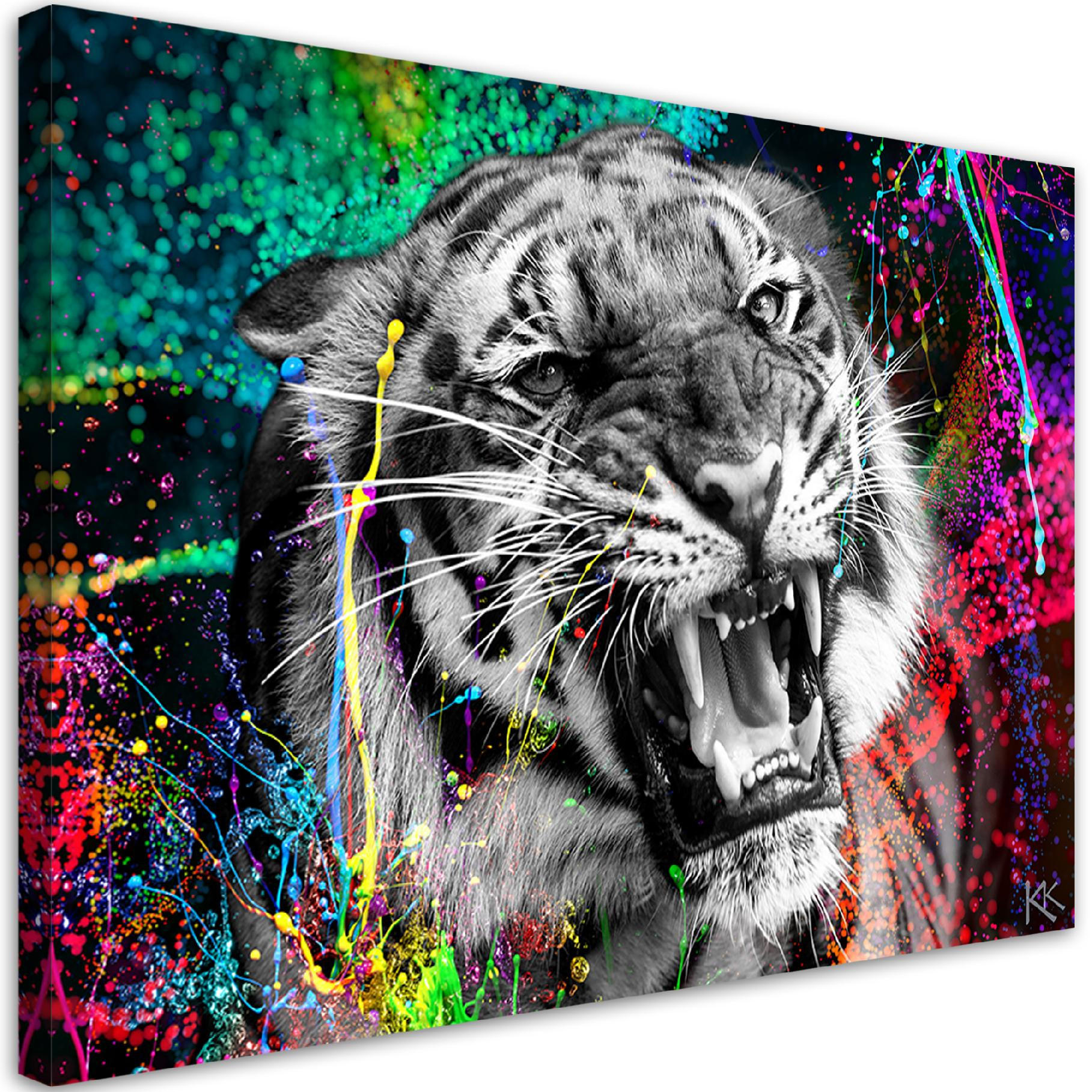 WANDBILD tiger animal natur - Multicolor, Textil (60/40cm) - Feeby