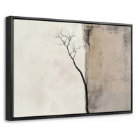 LEINWAND Bilder mit Rahmen - Wabi sabi - Pflanze - Beige - 60x40 - Taupe, Textil (60/40cm) - MuchoWow