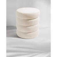 SAMTHOCKER mit Stauraum Rund – Samt Pouf Creme - Beige, Textil (42/47/42cm) - Blumtal