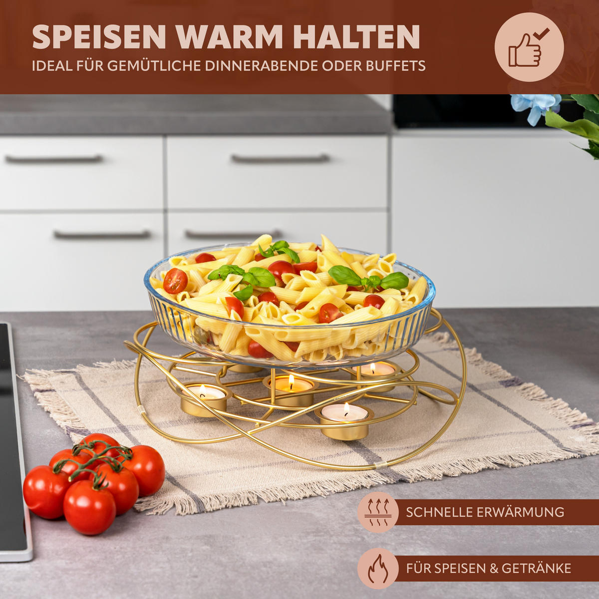 SPEISEWÄRMER, Gold - Goldfarben, Metall (30/8cm) - bremermann