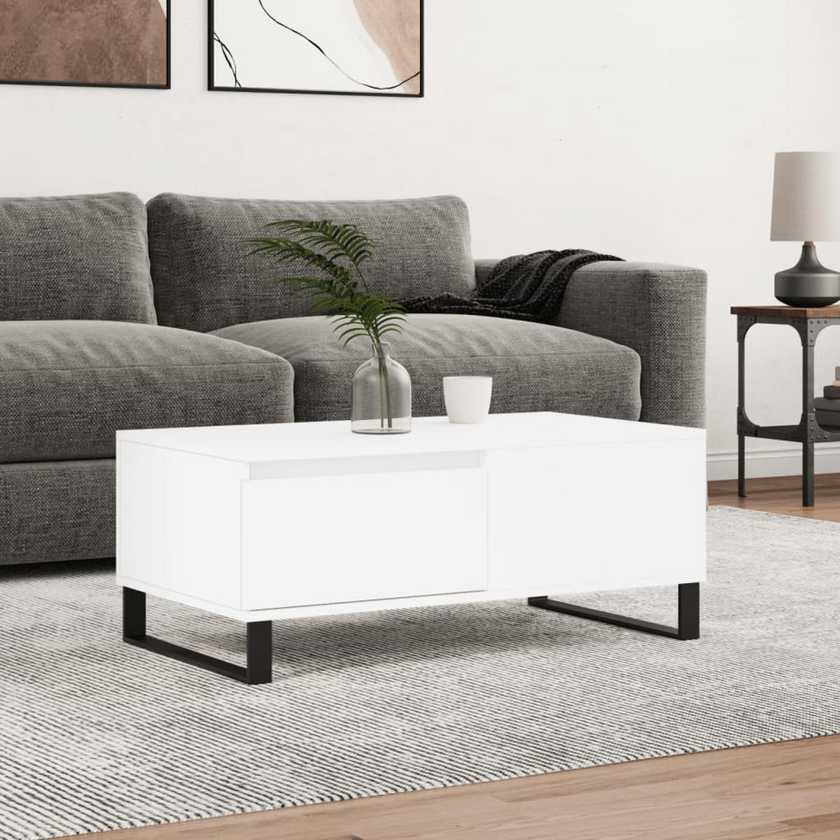 COUCHTISCH Weiß 90x50x36,5 cm Holzwerkstoff - Weiß, Holzwerkstoff (90/50/36.5cm) - furnicato