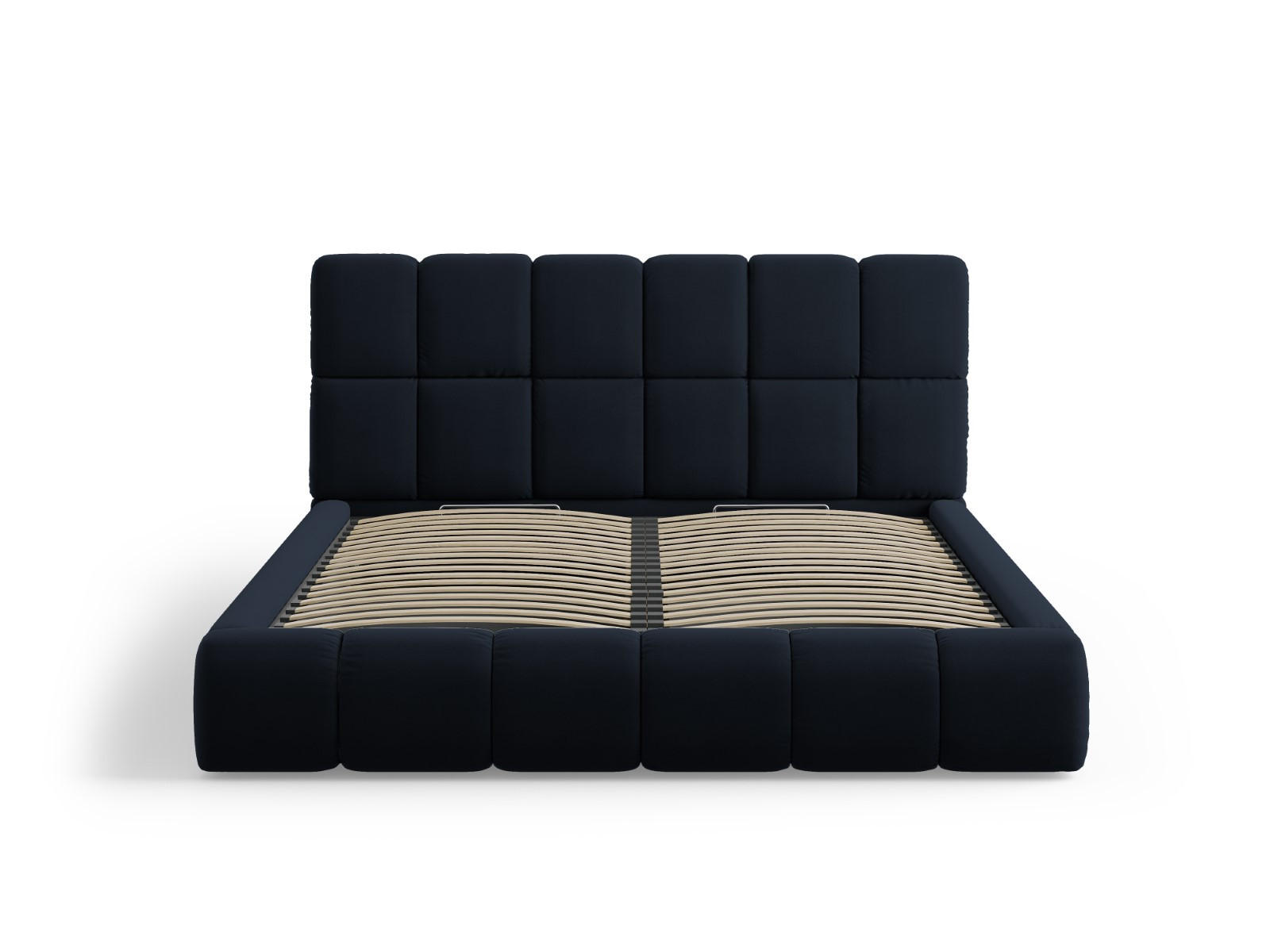 BETT mit Bettkasten und Kopfteil Bellis aus Samt dunkelblau 160x200cm - Dunkelblau, Textil (160/200cm) - Micadoni
