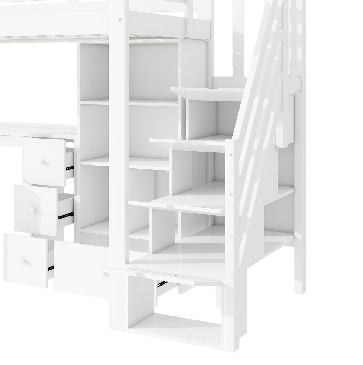 HOCHBETT 90/200 cm Weiß aus Kiefernholz und MDF mit Schreibtisch - Weiß, Holz (90/200cm) - OKMYHOME