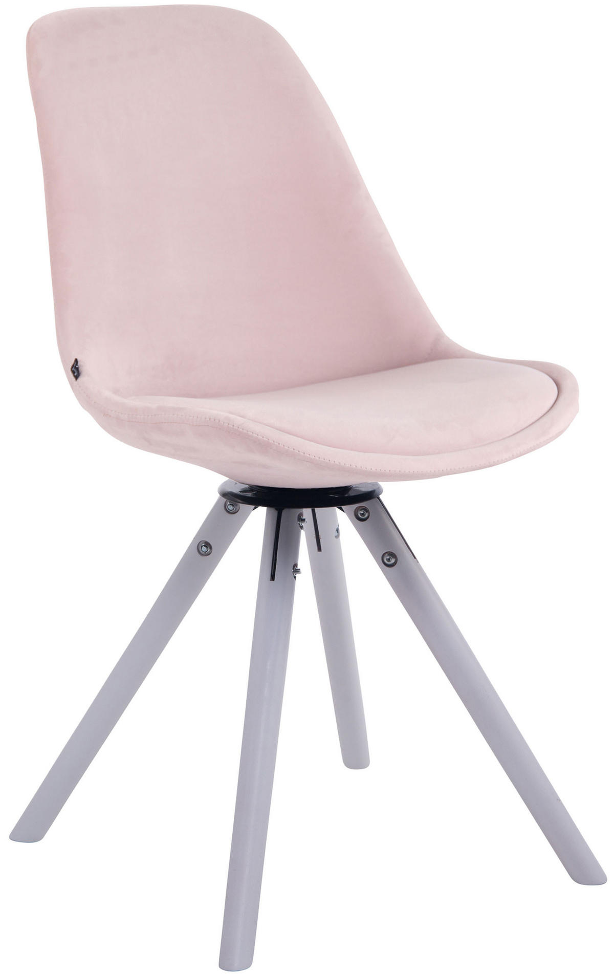 ESSZIMMERSTUHL Troll Samt, Gestell Buchenholz Rund Weiß Pink - Rosa/Weiß, Holz/Buchenholz (48/84/56cm) - TPFLiving