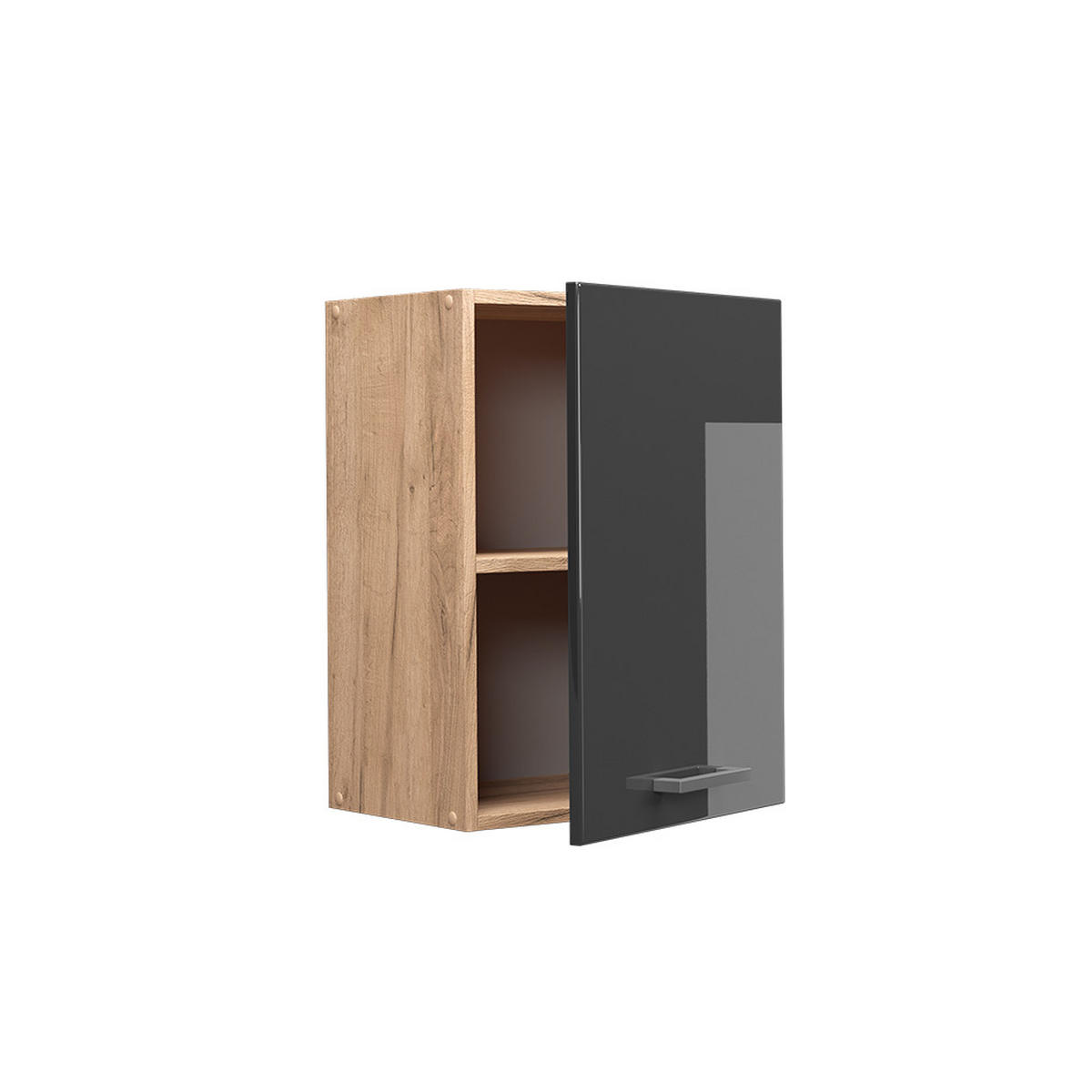HÄNGESCHRANK R-Line Anthrazit Hochglanz 45 cm - Honigeiche/Schwarz Hochglanz, Holzwerkstoff (45/60/31cm) - Vicco