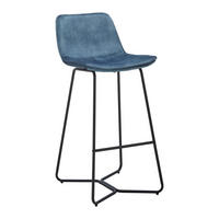 BARHOCKER Nery Blau Samt Gepolstert - Blau, Holz (48/103.2/57cm) - Bessagi Home