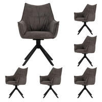DININGSESSEL Ginosa - 6er Set - drehbar - dunkelgrau - Dunkelgrau/Schwarz, Textil/Metall (62/90/66cm) - bene living