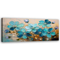 WANDBILD türkisfarbene blumen pflanzen natur - Türkis, Textil (90/30cm) - Feeby