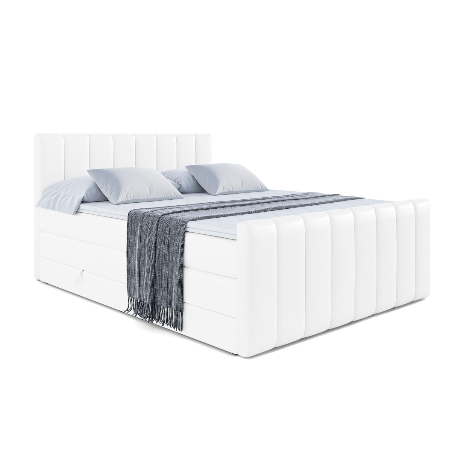 BOXSPRINGBETT OTTA-Z KING - 140x200 - H3/H4 - Weiß Hochglanz - Weiß Hochglanz, Holzwerkstoff (140/200cm) - ALTDECOR