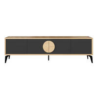 TV-MÖBEL 4 Türen Vae - L180 cm - Eiche Artisan/Grau, Holzwerkstoff (35/51/180cm) - Calicosy