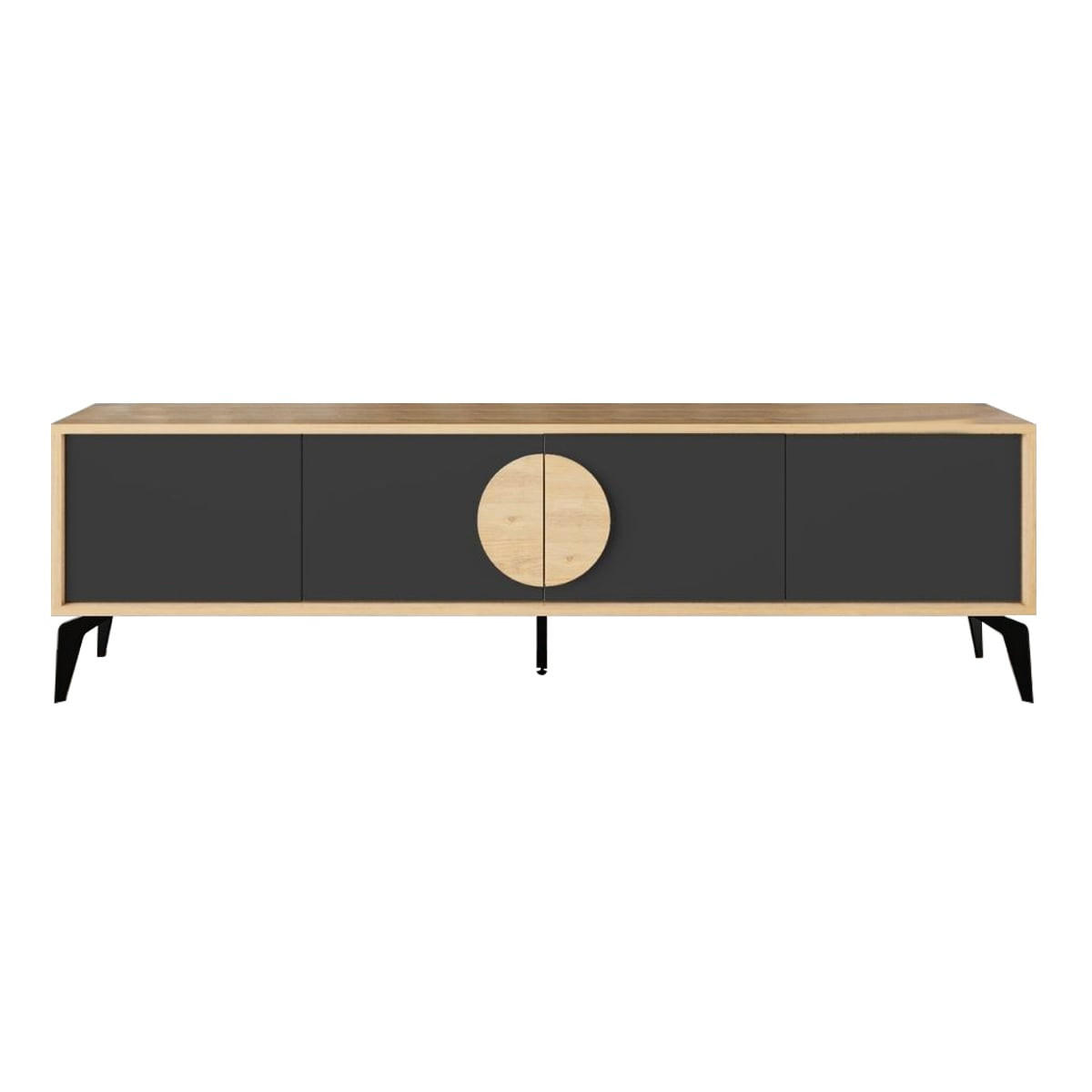 TV-MÖBEL 4 Türen Vae - L180 cm - Eiche Artisan/Grau, Holzwerkstoff (35/51/180cm) - Calicosy