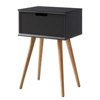 NACHTTISCH - Eiche teilmassiv - Dunkelgrau, Eichenholz/Holz (40/61/30cm) - home24