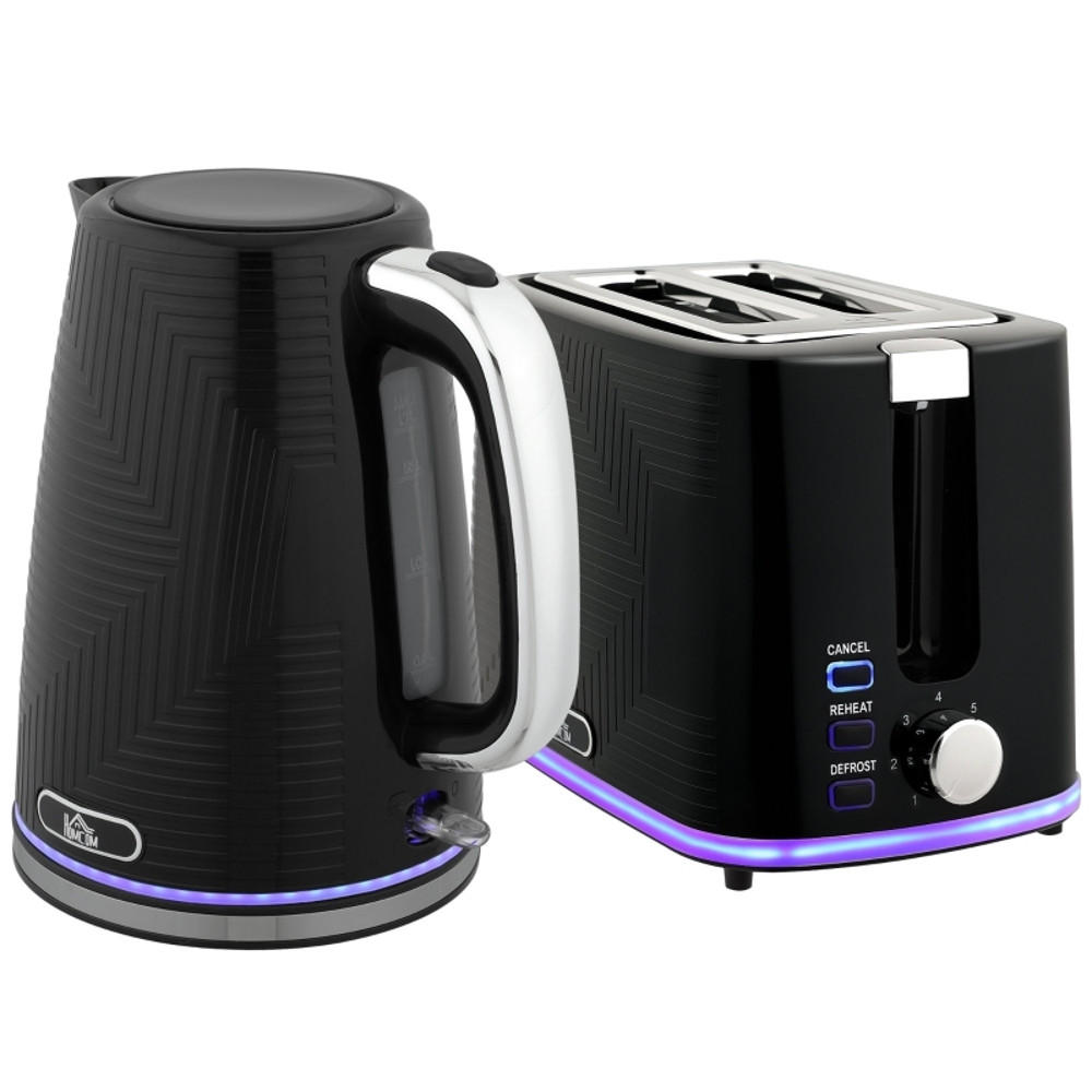 WASSERKOCHER-TOASTER SET 2200W Otter-Thermostat Schwarz 22,2/16,7/23,2 cm - Schwarz, Kunststoff (16.7/23.2/22.2cm) - Rolipo