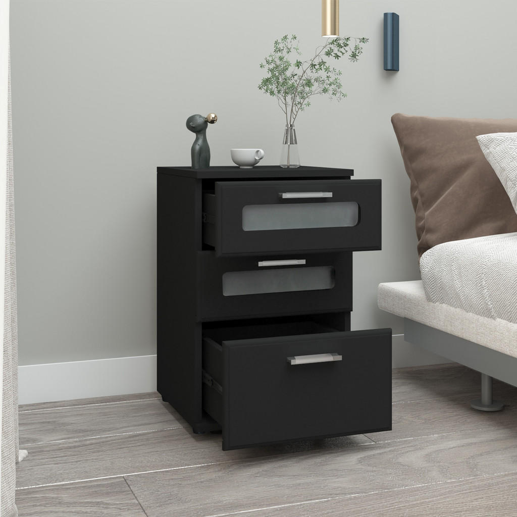 Thumbnail - Ml-Design Nachttisch, Schwarz, Holzwerkstoff, 38x48x40 cm, Schlafzimmer, Nachttische