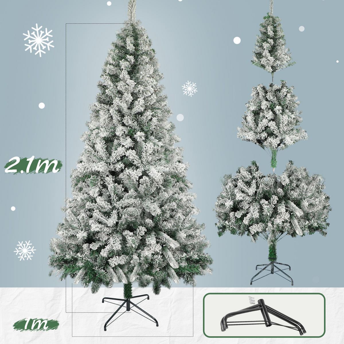 WEIHNACHTSBAUM Kaelthir 100/100/210 cm - Grün, Kunststoff (210cm) - ZMH