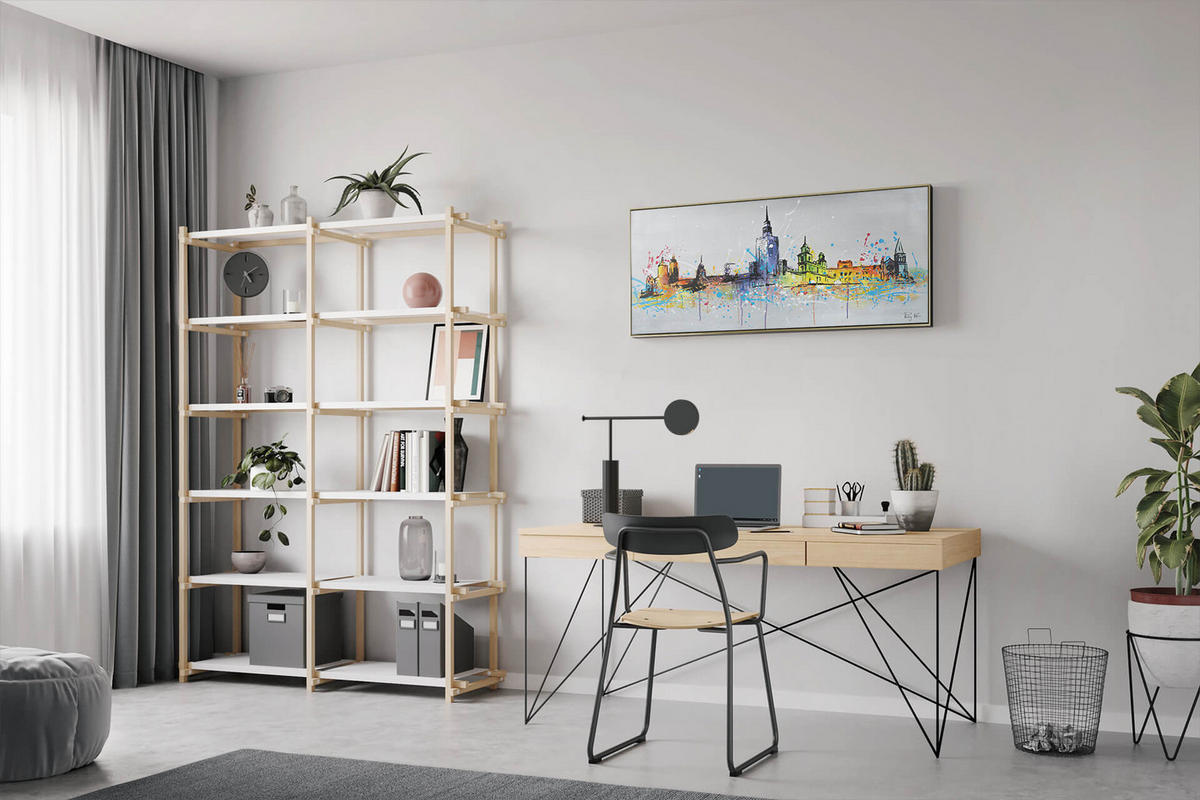 RUČNE MAĽOVANÝ AKRYLOVÝ OBRAZ 120/60 cm, viacfarebný, krajinný motív - viacfarebná, drevo/textil (120/60cm) - KUNSTLOFT