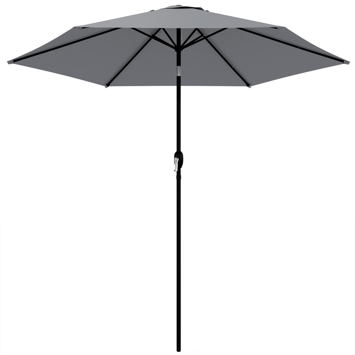 SONNENSCHIRM rund 200 cm DE-11607 neigbar Dunkelgrau - Dunkelgrau, Metall (196/196cm) - ComfortXL