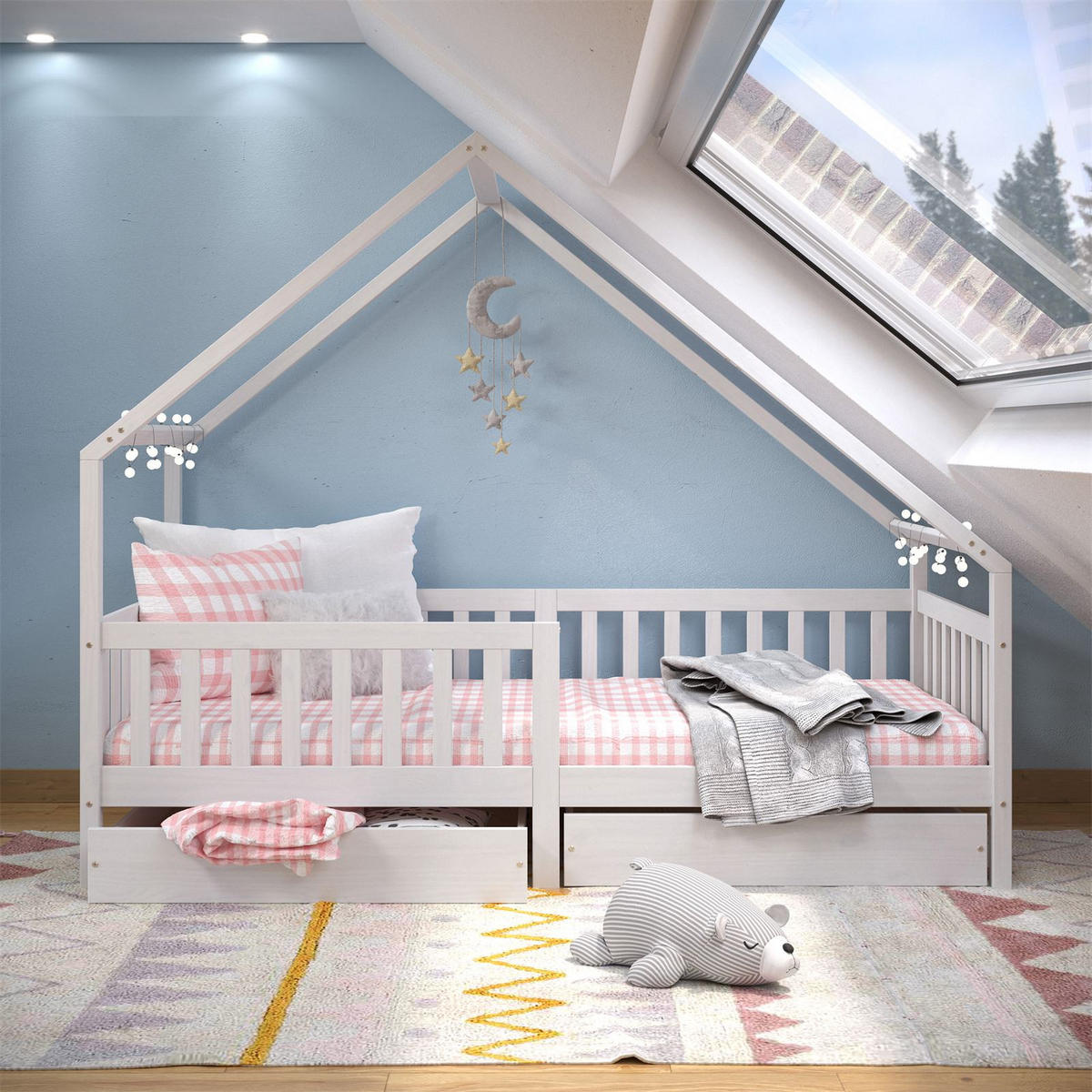 HAUSBETT ALVA 90X200 CM - Weiß, Holz (96/168/206cm) - IDIMEX