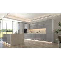 INSELKÜCHE Velmora Grau Hochglanz – 420 cm + Insel 180 cm – KÜ-AS-018 – Grau - Grau, Holzwerkstoff (420/212/58cm) - ROYAL24_MARKT