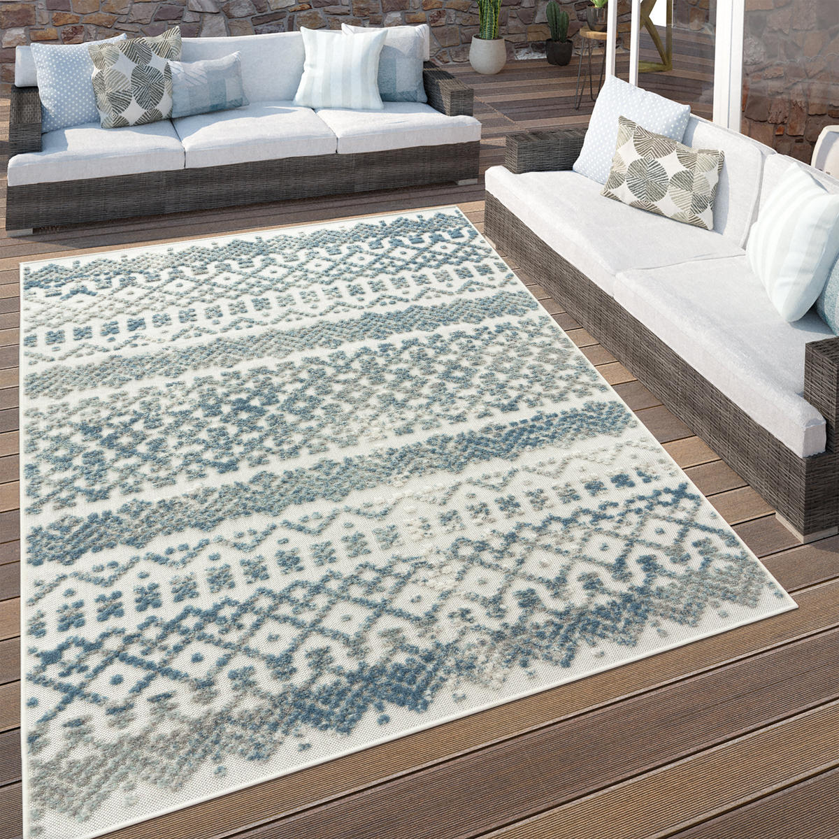 OUTDOORTEPPICH 80/150 cm Stilo 864 - Türkis, Textil (80/150cm) - Paco Home