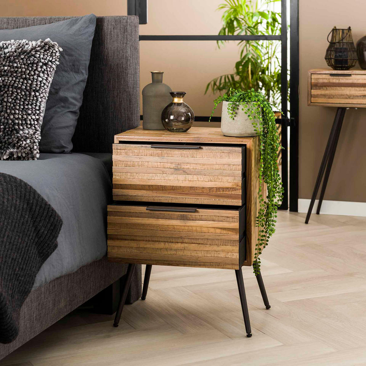 NACHTTISCH Teca Braun 30/45/60 cm - Braun, Holz (45/60/30cm) - Hoyz Collection