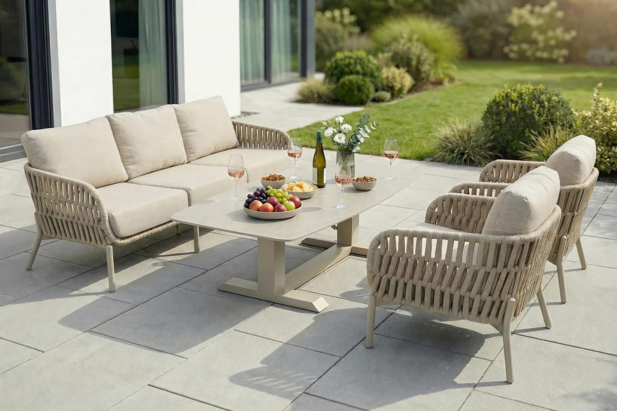 GARTENTISCH Malte 180x90cm, Stein, Taupe - Taupe, Stein (90/180cm) - dasmöbelwerk