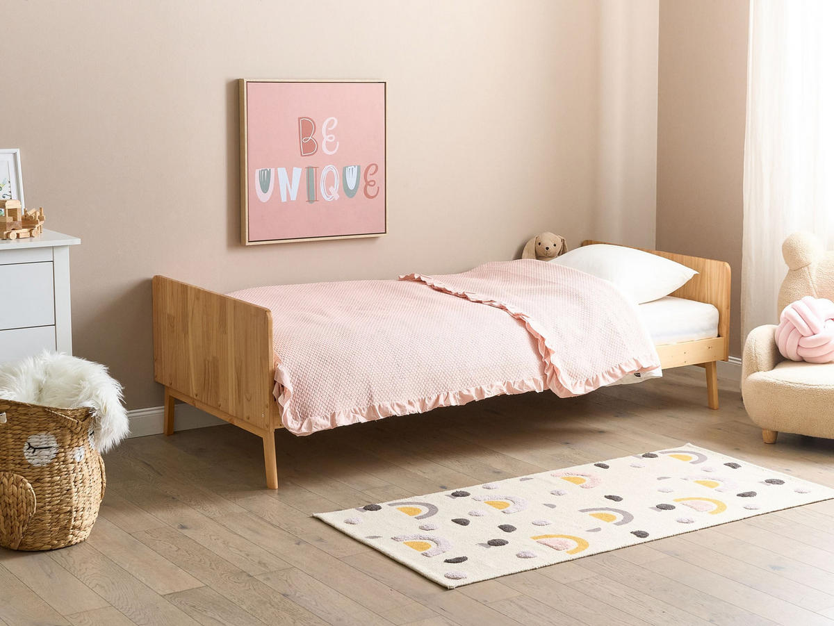 POSTEL s roštem 90/200 cm Borovicové dřevo Hnědá Bonnac - hnědá, dřevo (90/200cm) - Beliani