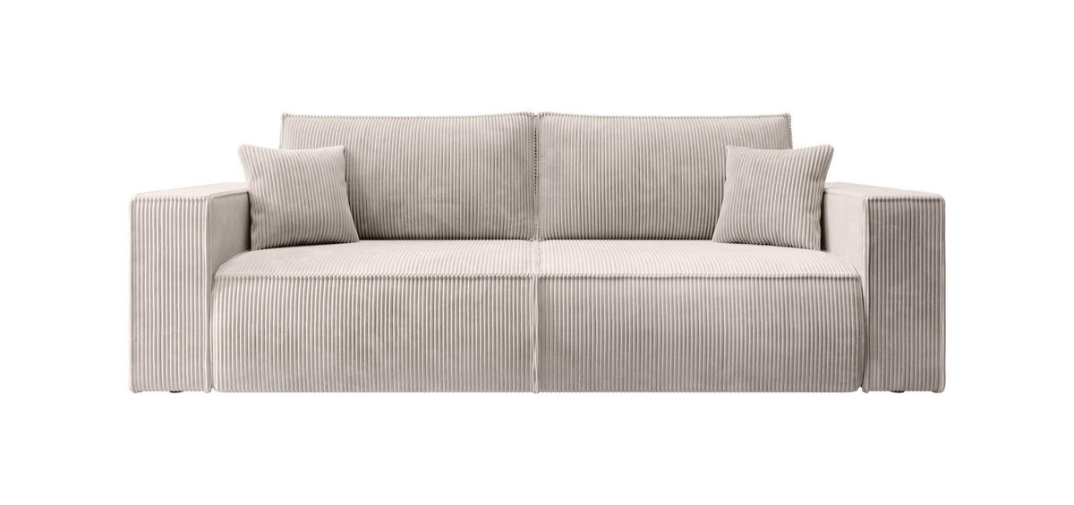 SCHLAFSOFA Farese Cremeweiß Cordbezug - Creme/Schwarz, Kunststoff/Textil (257/85/102cm) - Selsey