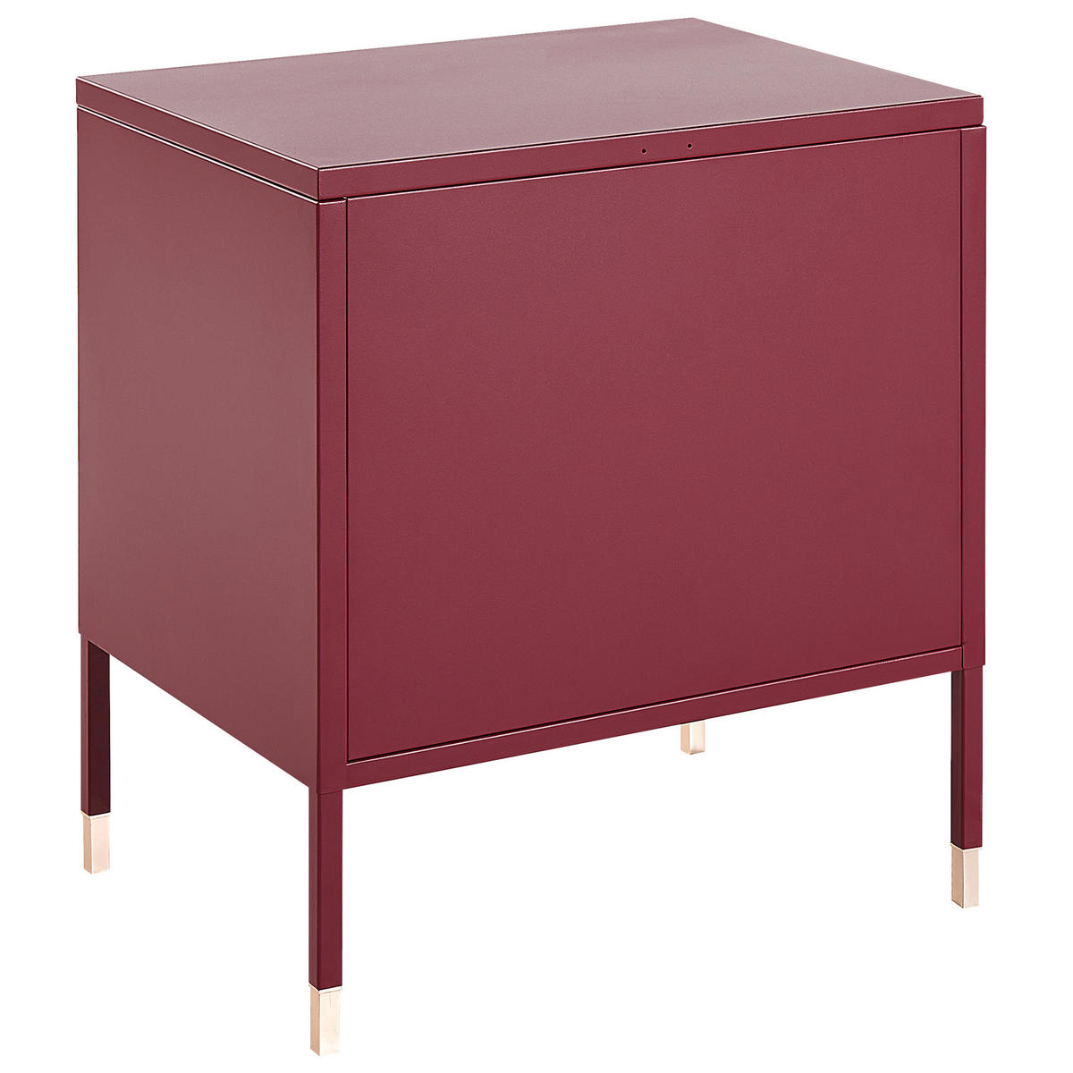 NACHTTISCH Metall dunkelrot 45/35/51 cm Ossett - Rot, Metall (45/51/35cm) - Beliani