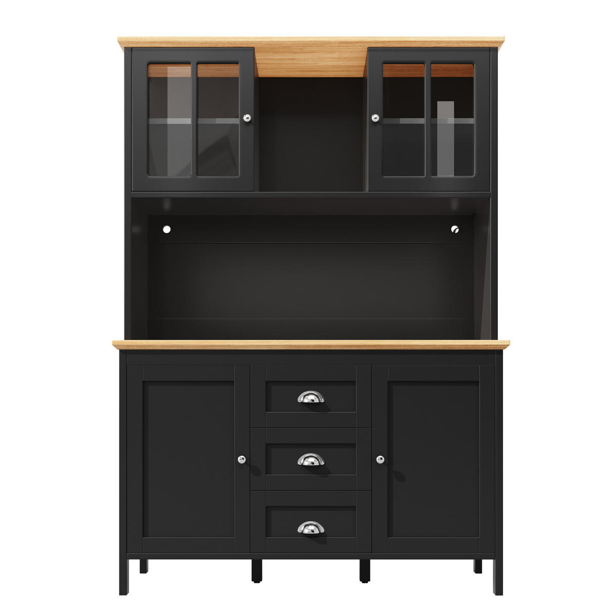 BUFFET 120/40/179 cm aus MDF und Metall mit LED-Beleuchtung Schwarz - Schwarz, Holzwerkstoff (120/179/40cm) - Modenvie