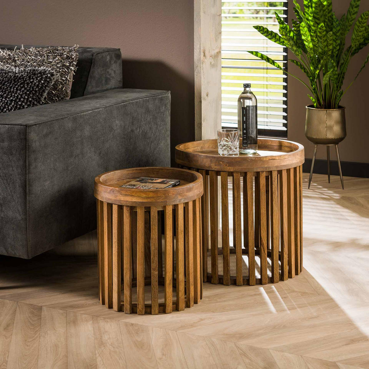 BEISTELLTISCH Tweak Braun 45/45/ 45 cm 2er-Set - Braun, Holz (45/45/45cm) - Hoyz Collection