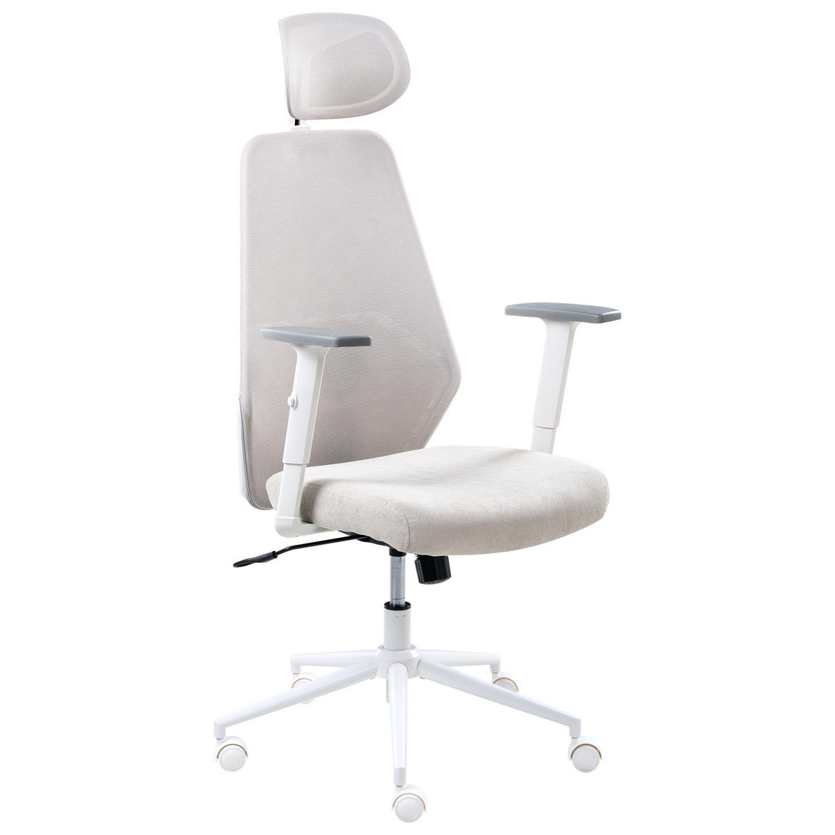 BÜROSTUHL Hellgrau Oryn - Hellgrau/Weiß, Textil/Metall (71/115/65cm) - Beliani